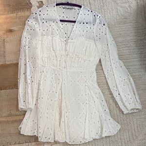 Zara Elegant White Eyelet Women's Top